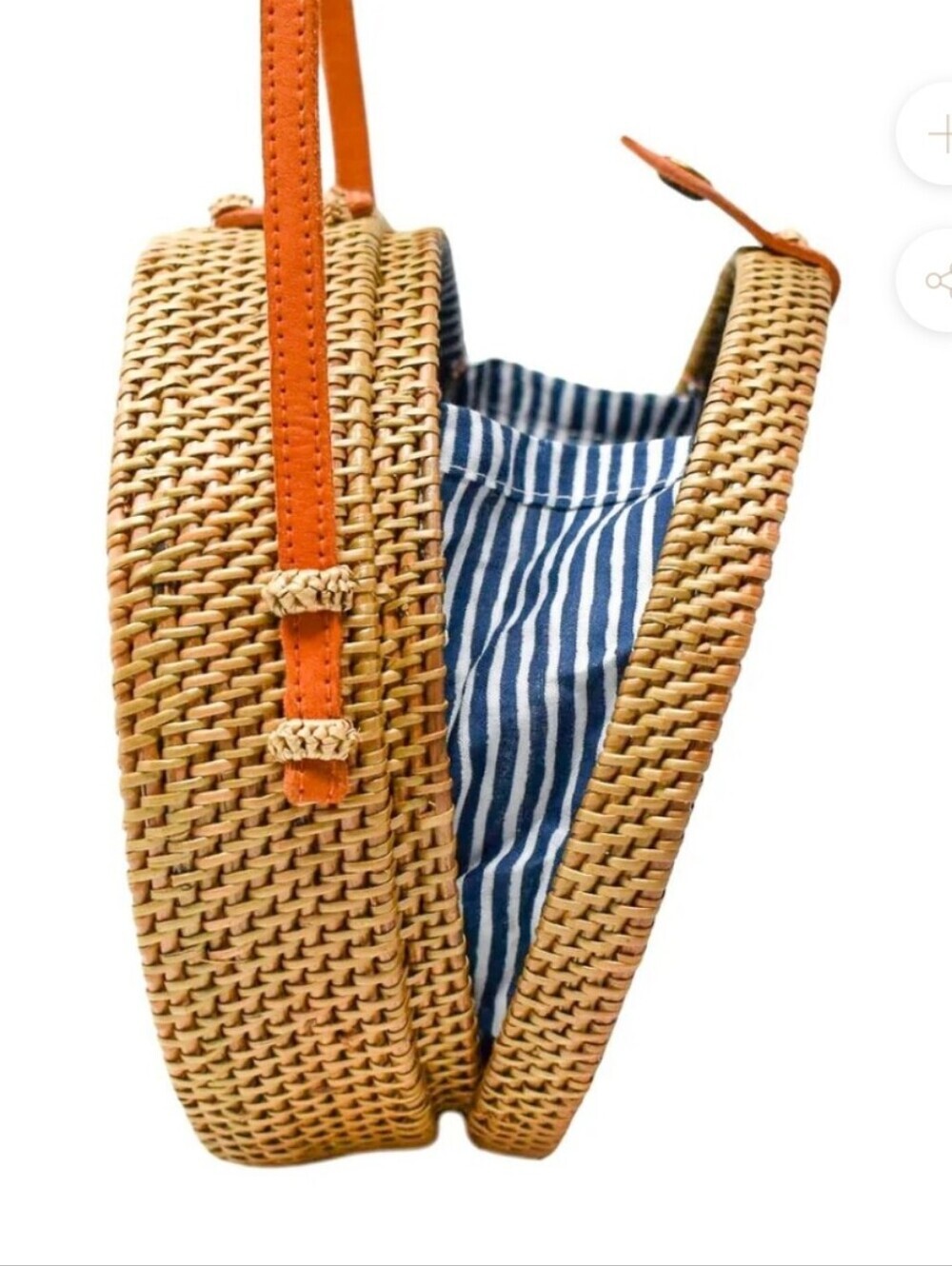 Round Rattan NWTs Star Pattern Bamboo/Wicker Lined Crossbody Purse - Picture 2 of 6